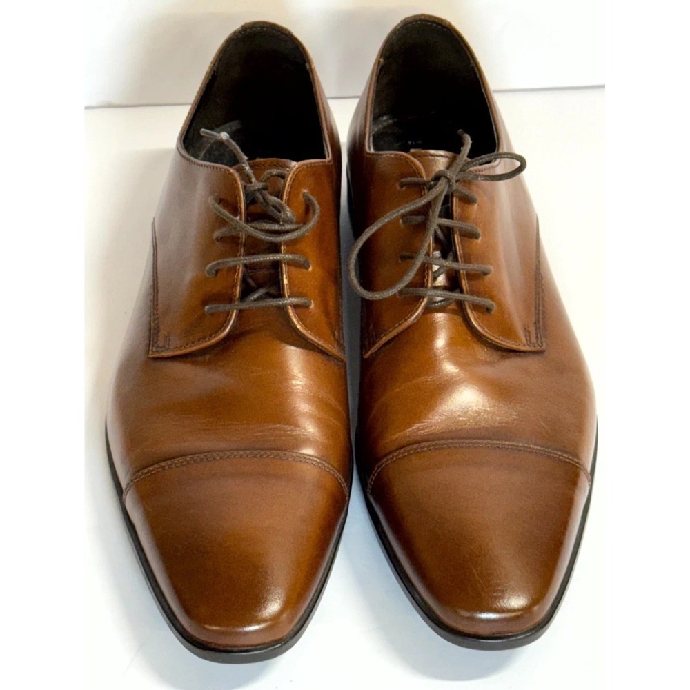 The Rail Stark Mens 11 Derby Dress Shoes Tan Leather Cap Toe Lace Up Oxford